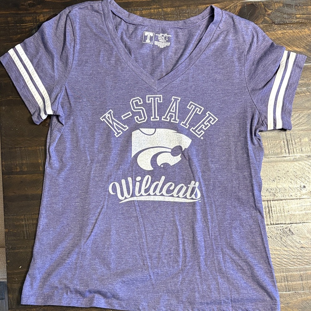 K-State Wildcats Women's Heather Purple V-Neck Tee
